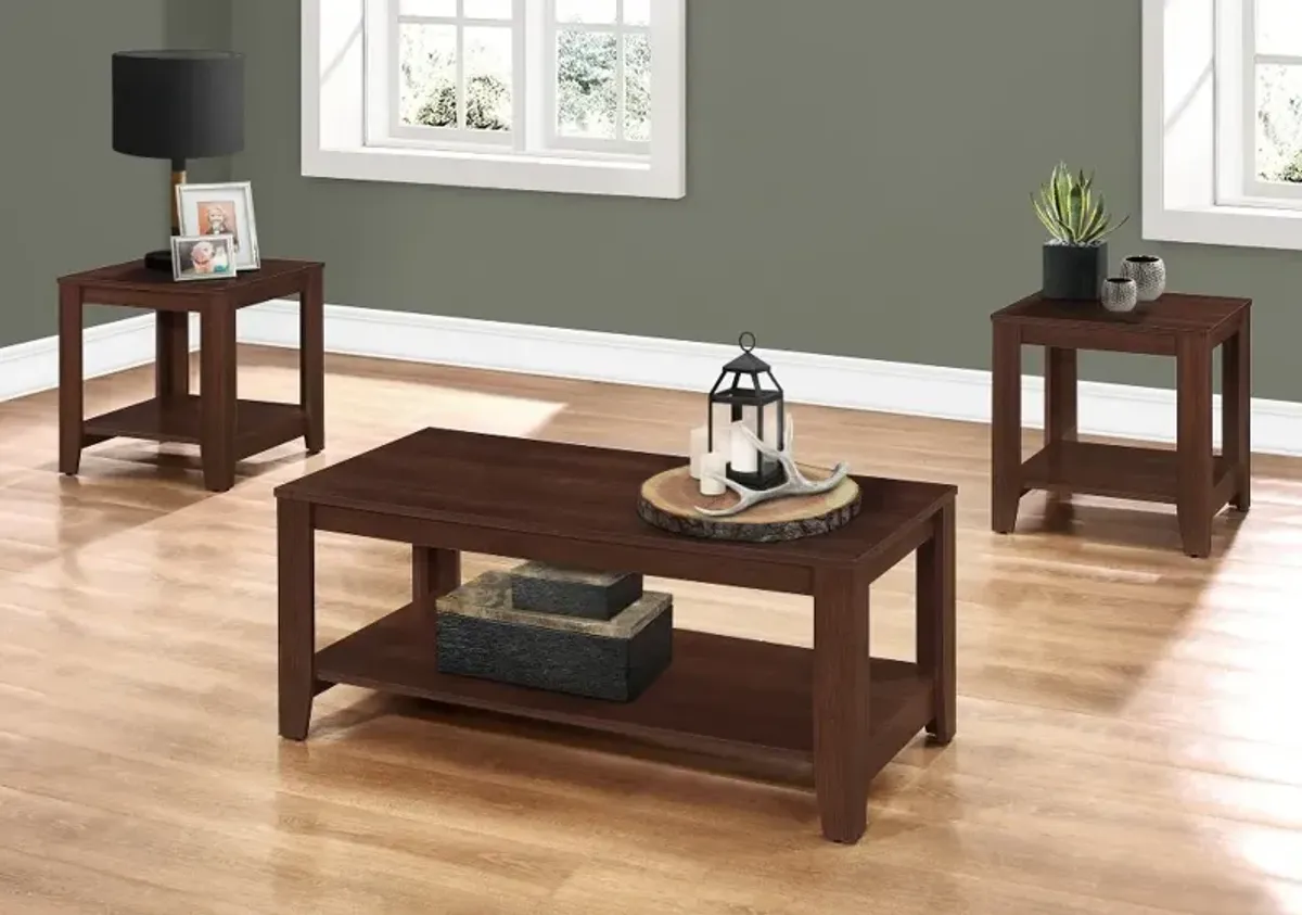 Cherry Wood 3 Piece Occasional Table Set