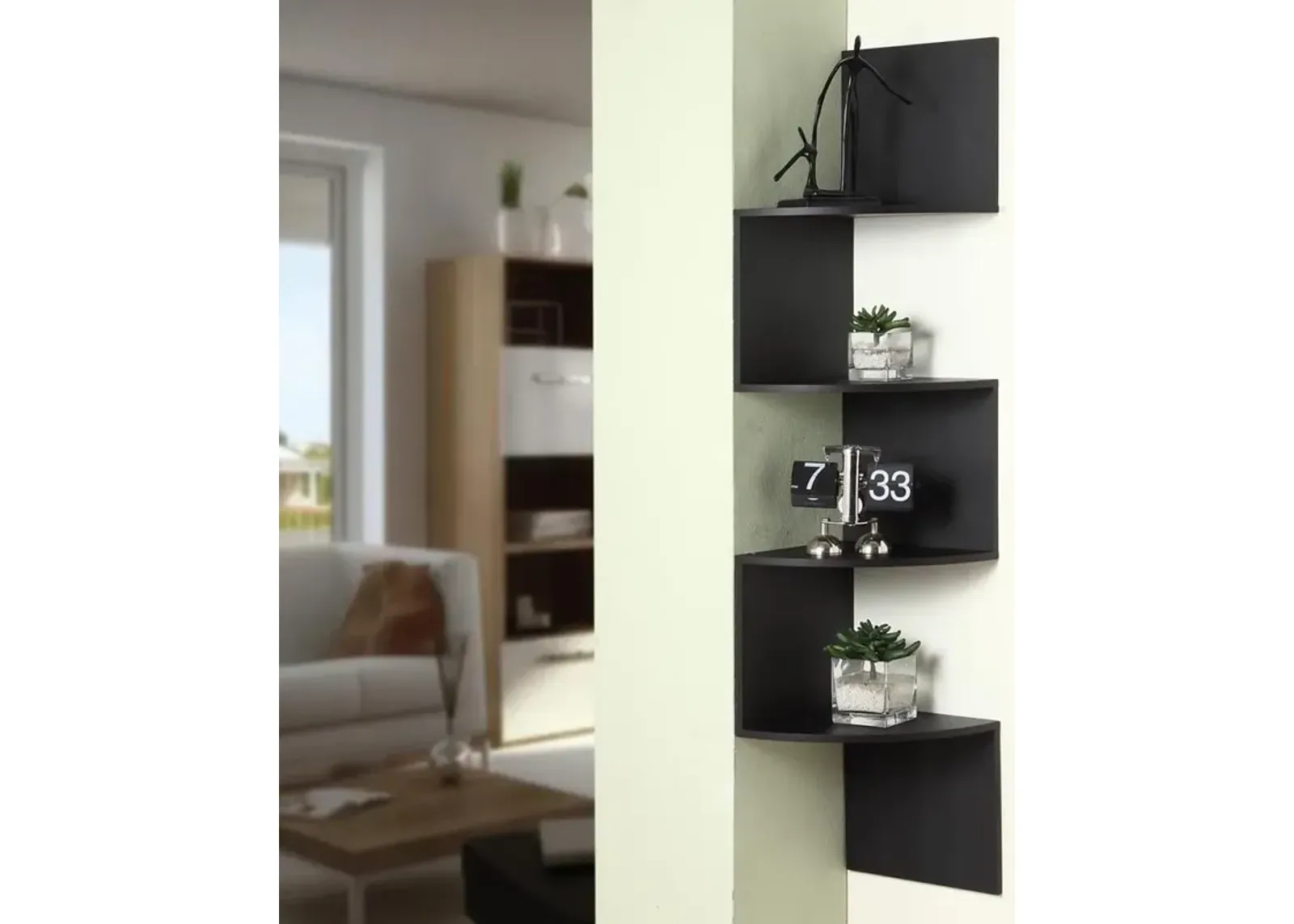 Black Hanging Corner Shelving - San Dimas