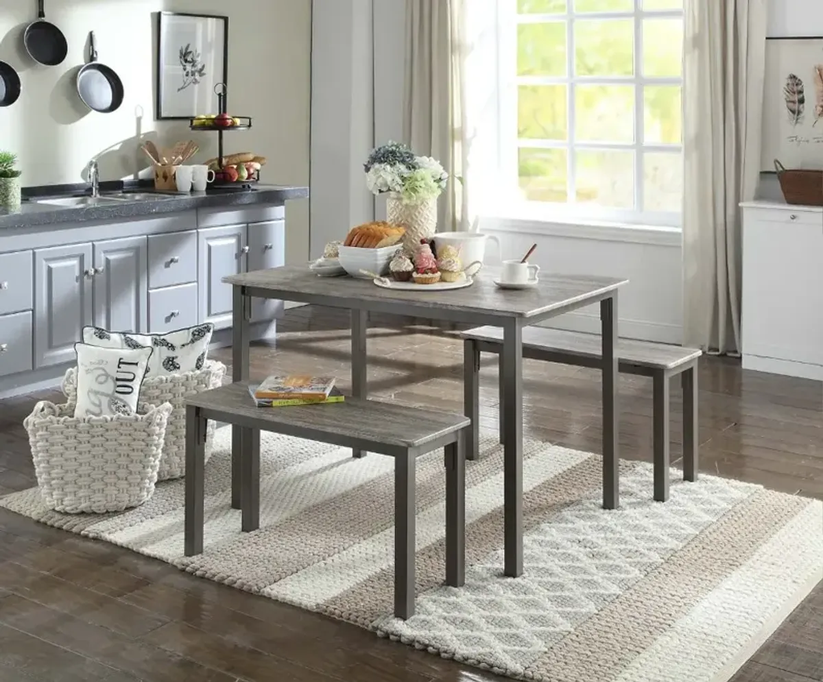 Brown and Gray 3 Piece Dining Set - Boltzero