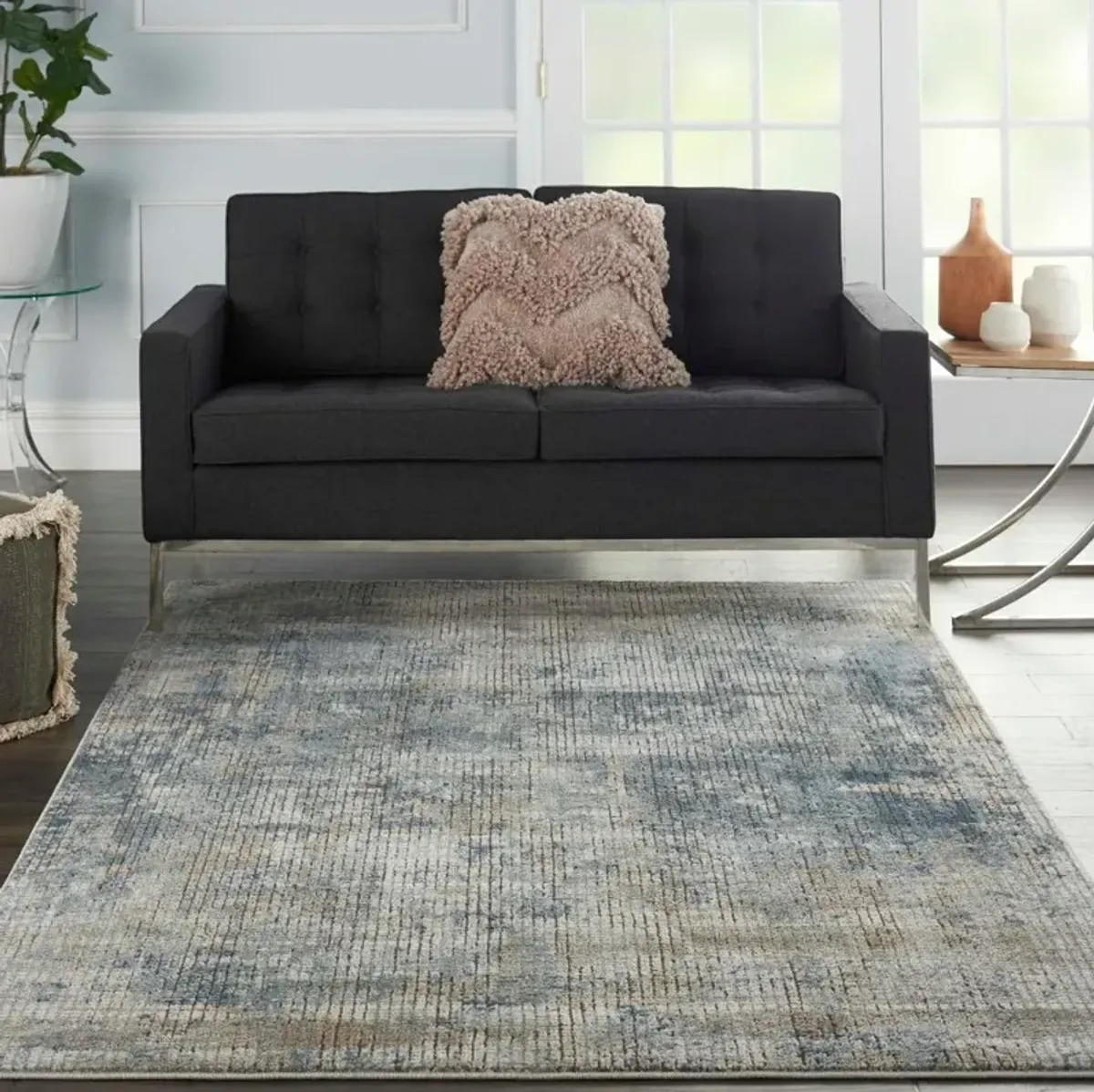 Quarry 5 x 7 Blue and Beige Area Rug