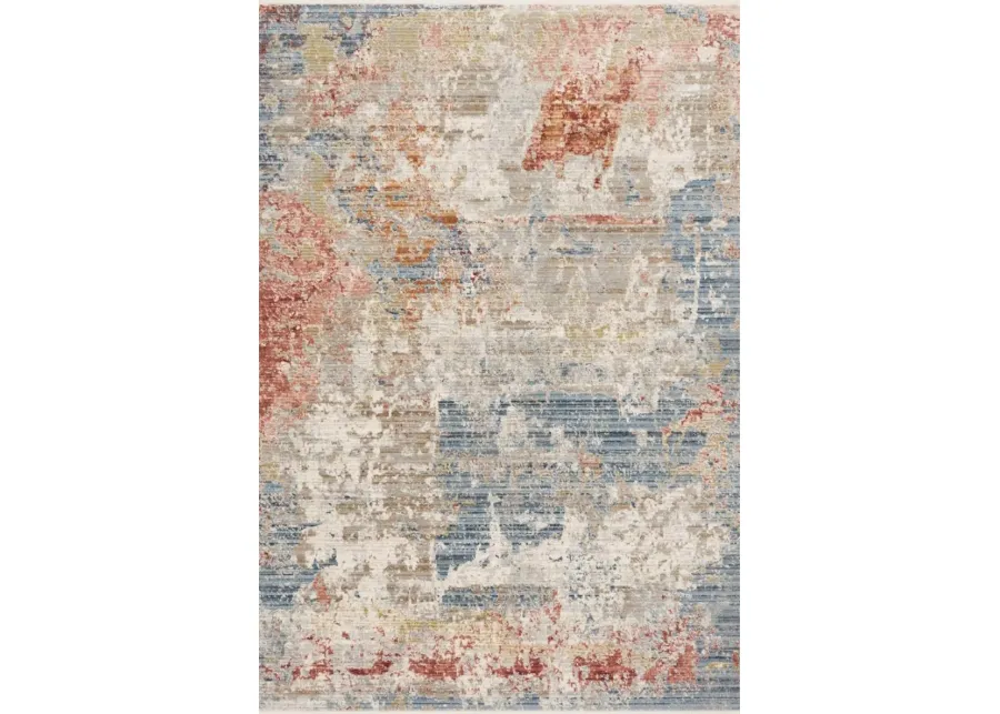 Claire 5 x 8 Gray, Blue, and Salmon Area Rug