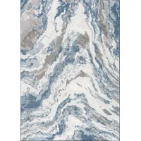 Intrigue 8 x 11 Large Blue, Brown, and Cream Area Rug