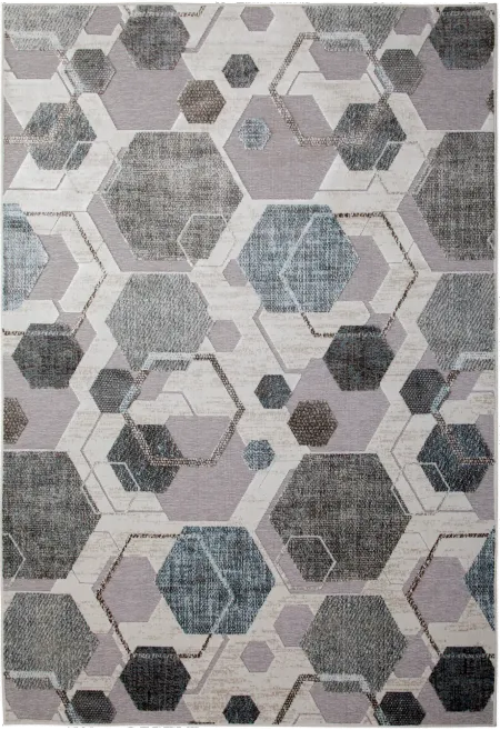 Napa 5 x 8 Gray Hexagon Area Rug
