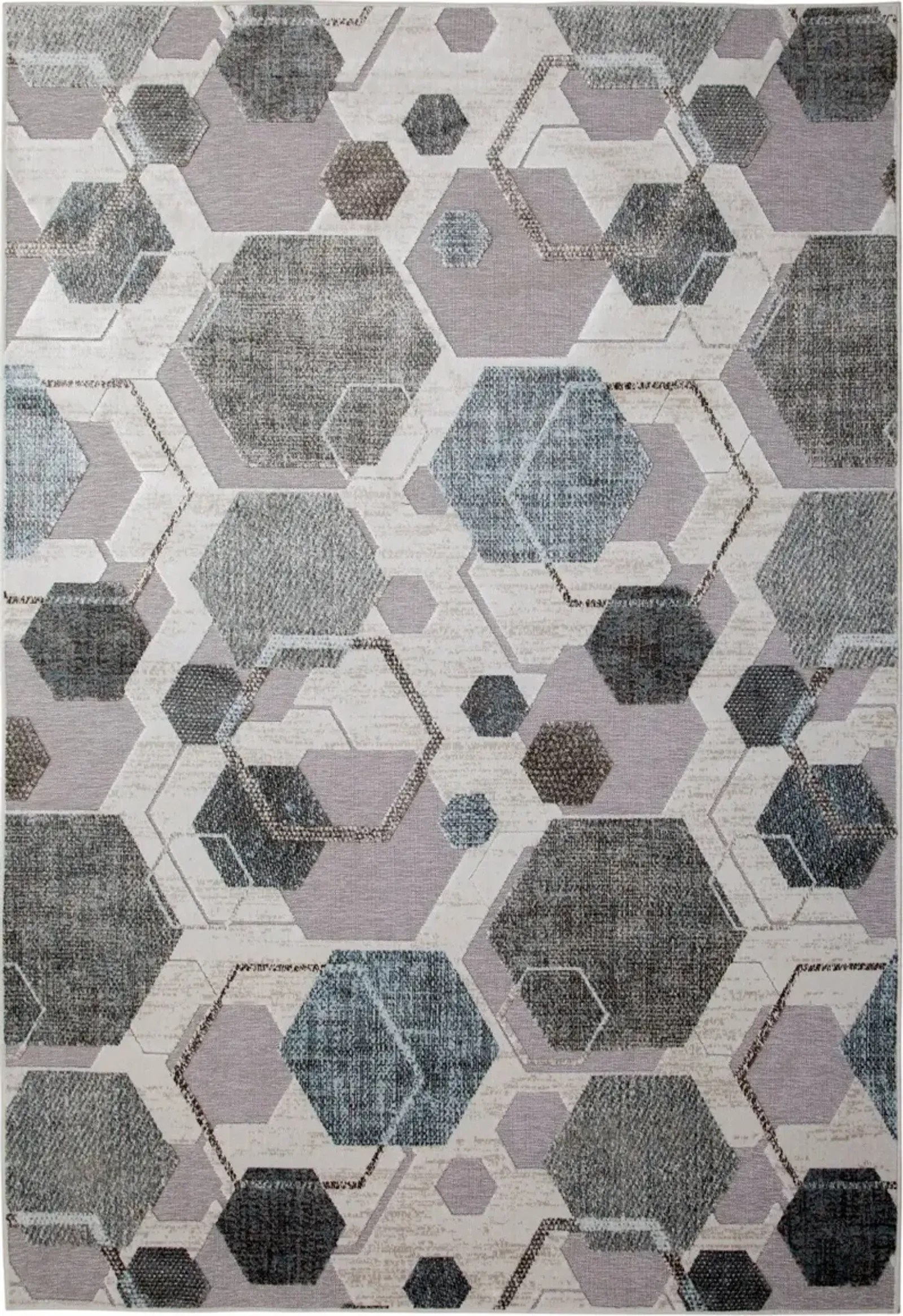 Napa 5 x 8 Gray Hexagon Area Rug