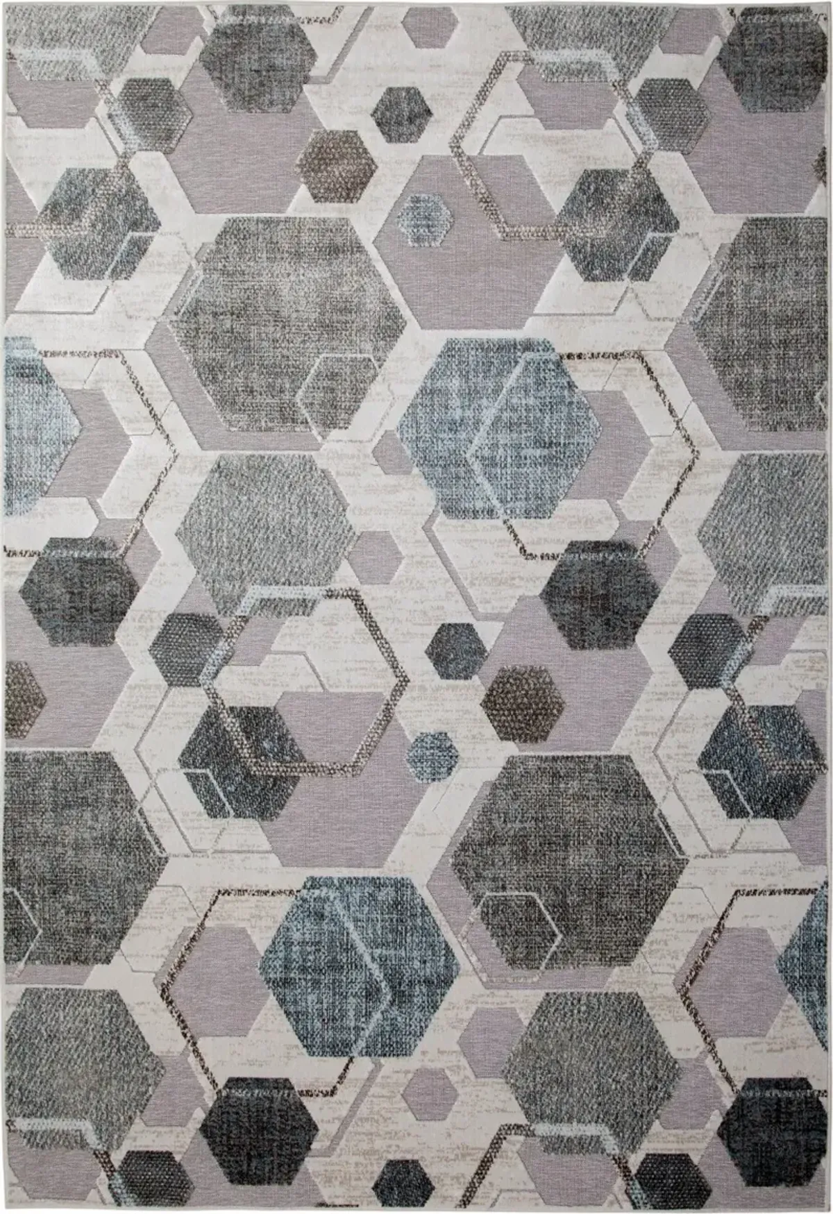 Napa 8 x 11 Gray Hexagon Area Rug