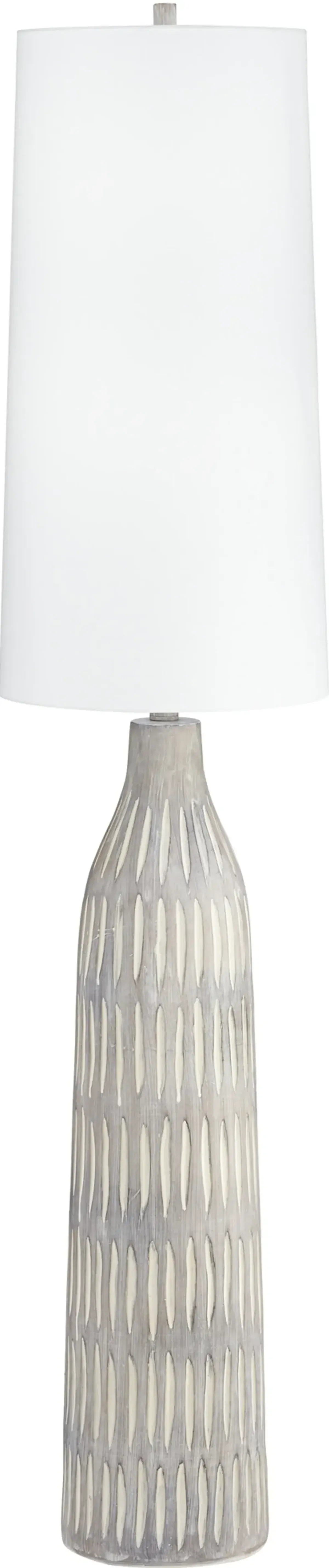 Natural White and Gray Carved Resin Floor Lamp - Stonewall