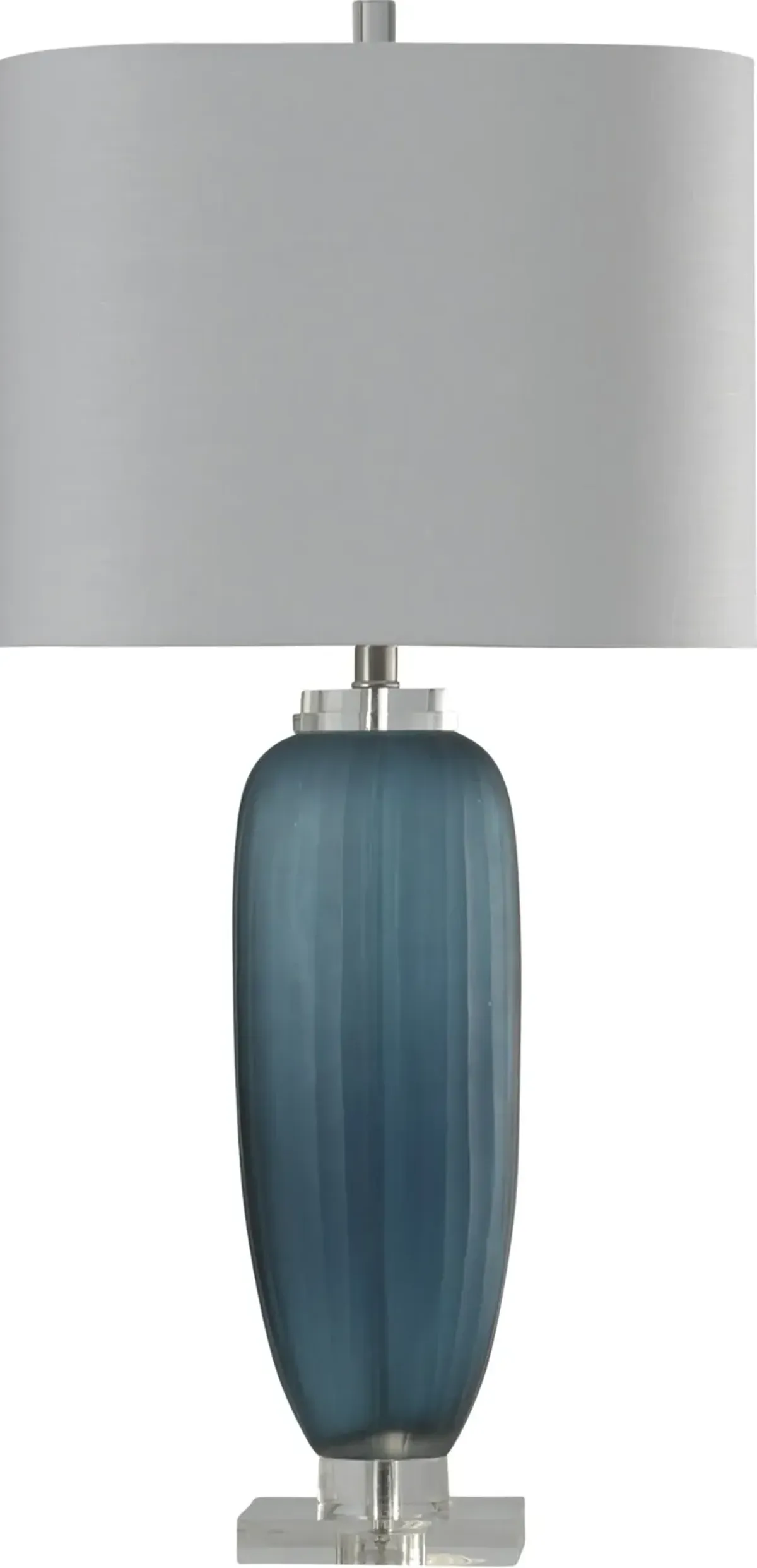 Blue Ribbed Glass Table Lamp with Clear Acrylic Base - Niscosa