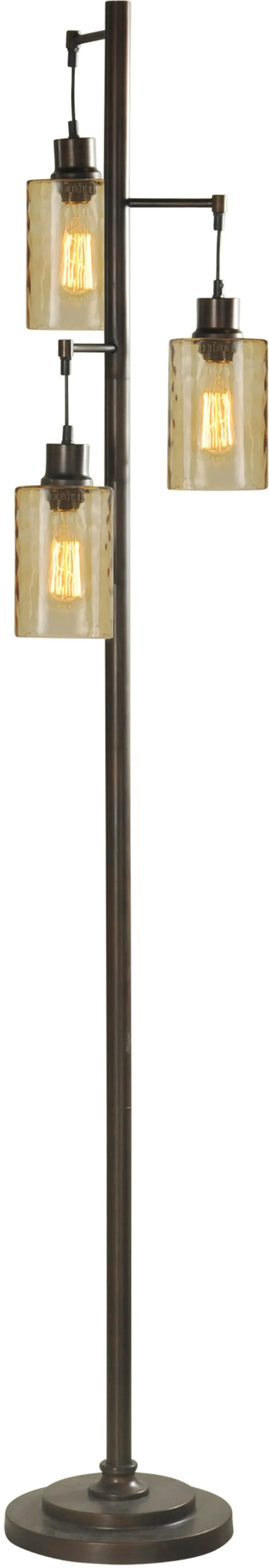 Bronze Floor Lamp with 3 Champagne Pendant Glass Shades