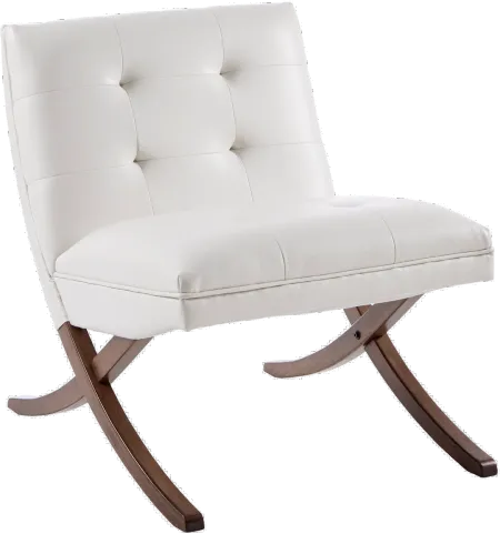 Wynn Mid Century Modern White Accent Chair