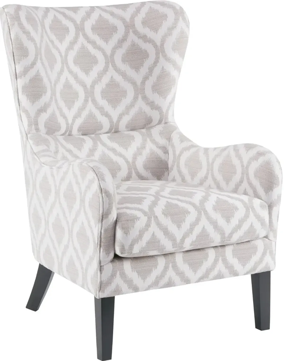 Arianna Gray and White Swoop Wing Accent Chair