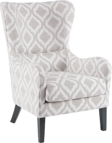 Arianna Gray and White Swoop Wing Accent Chair
