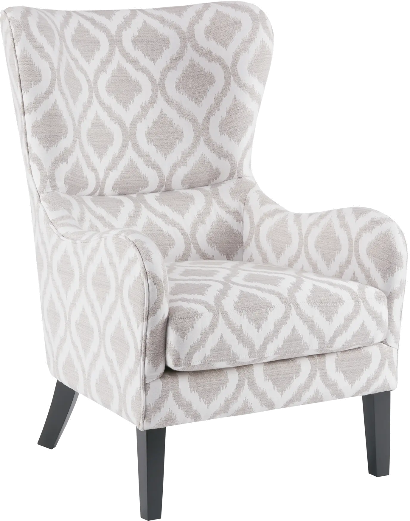 Arianna Gray and White Swoop Wing Accent Chair