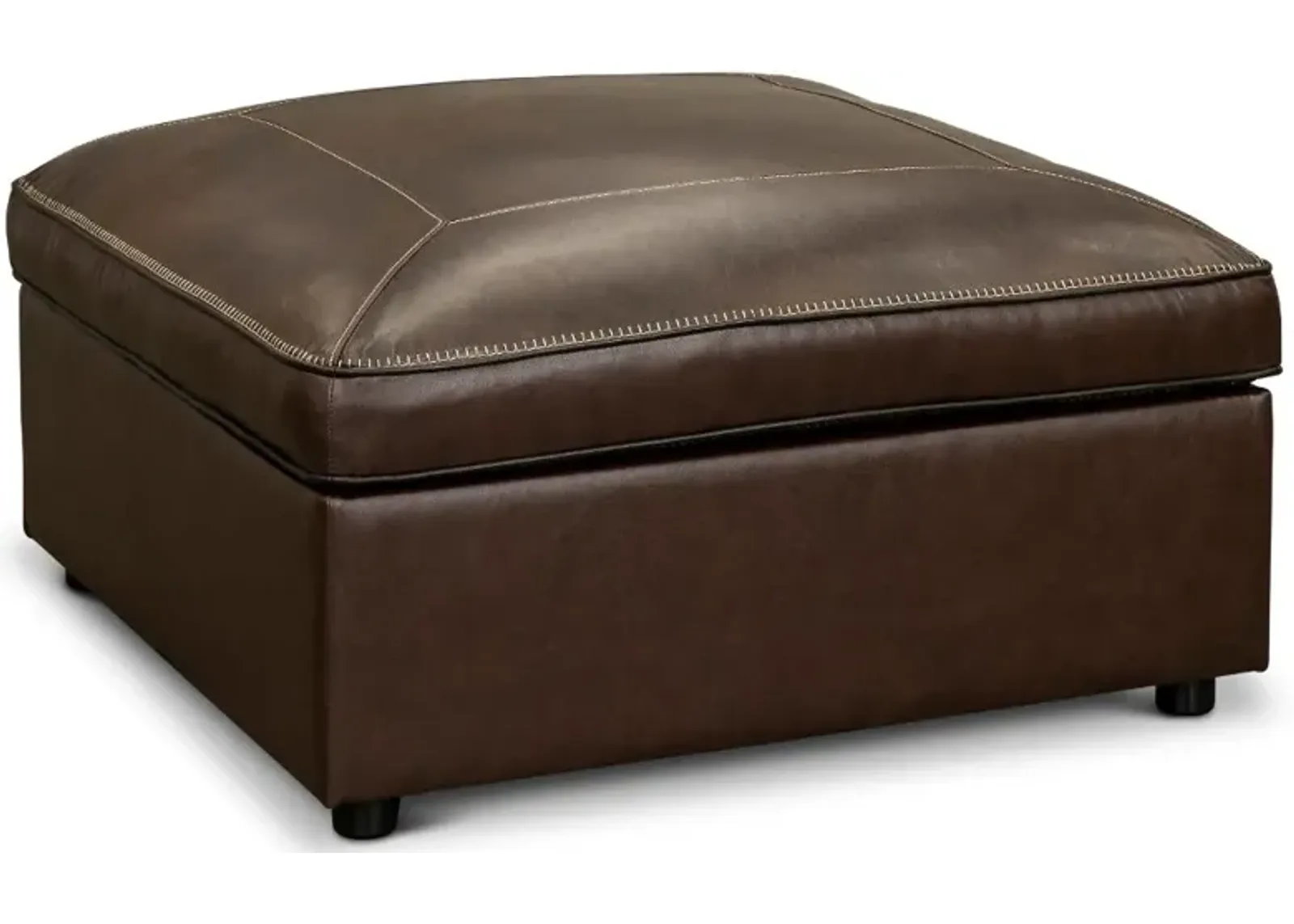 Spaces Brown Leather Ottoman