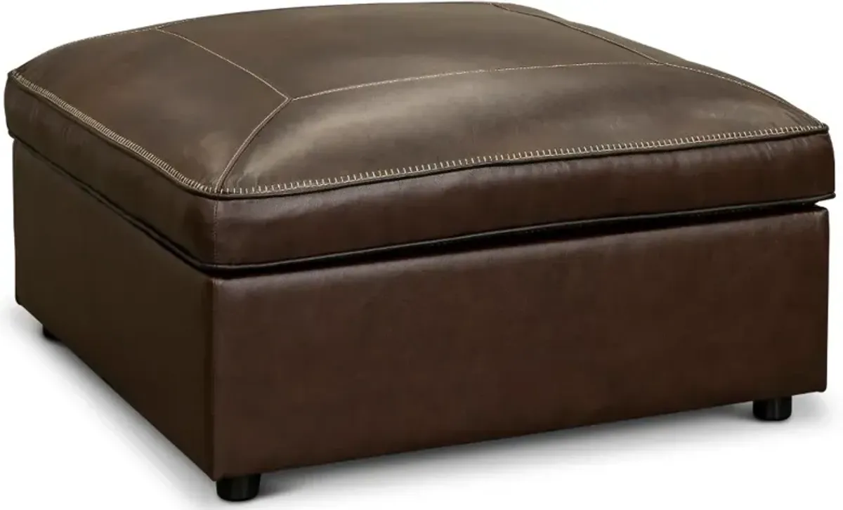 Spaces Brown Leather Ottoman