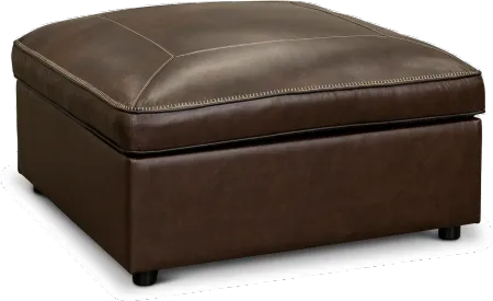 Spaces Brown Leather Ottoman