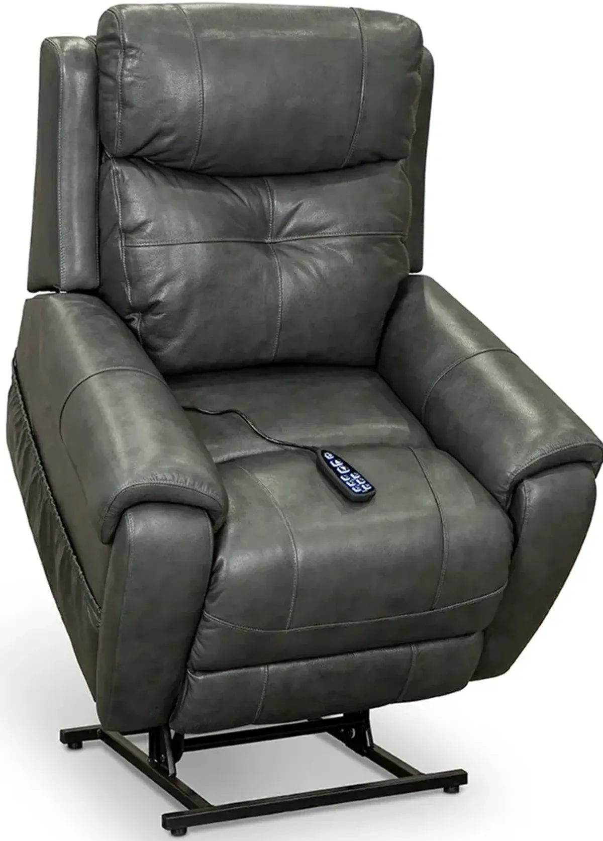 Gray Leather Power Lift Recliner with Heat