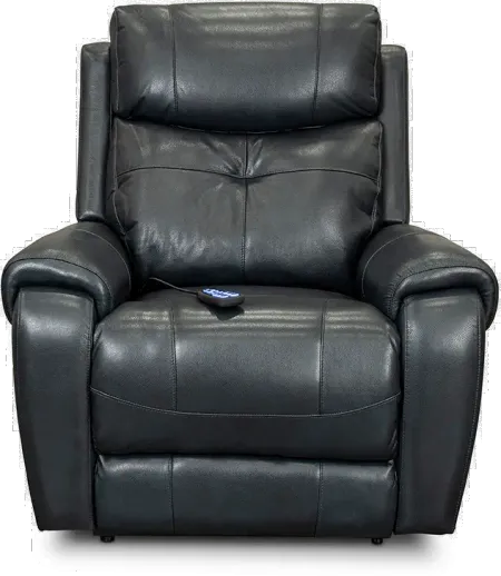 Navy Blue Leather Power Lift Recliner with Heat