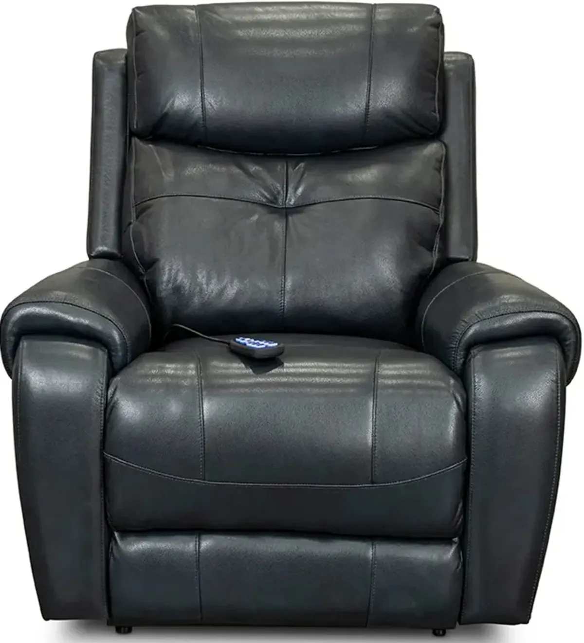 Navy Blue Leather Power Lift Recliner with Heat