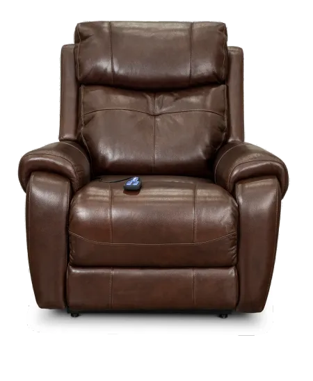 Chocolate Brown Leather Power Lift Recliner with Heat