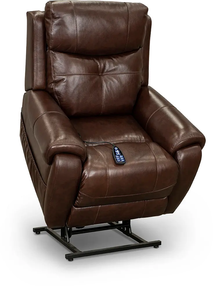 Chocolate Brown Leather Power Lift Recliner with Heat