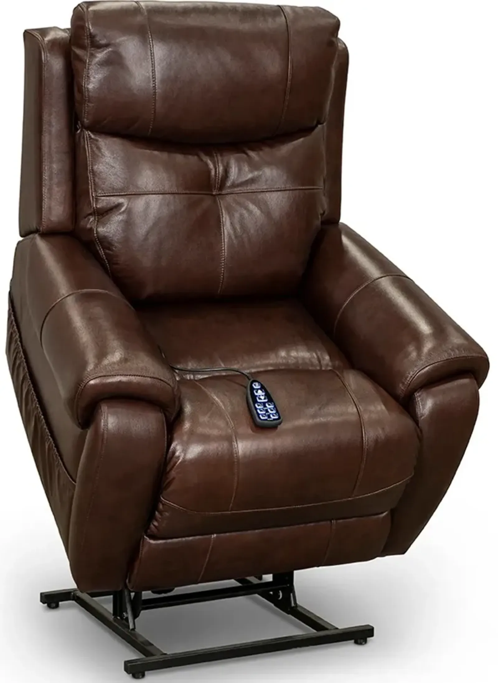 Chocolate Brown Leather Power Lift Recliner with Heat