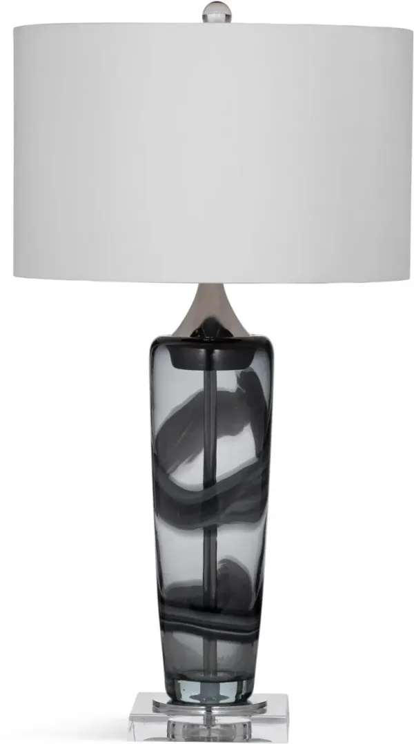 Modern Wispy Gray and Clear Strokes Table Lamp - Nikola