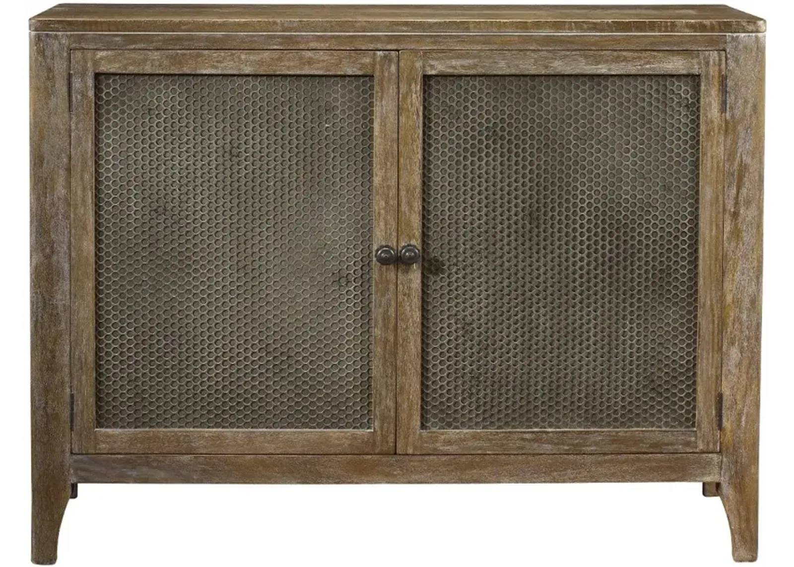 Timberwood Console with Two Perforated Metal Doors - Graves