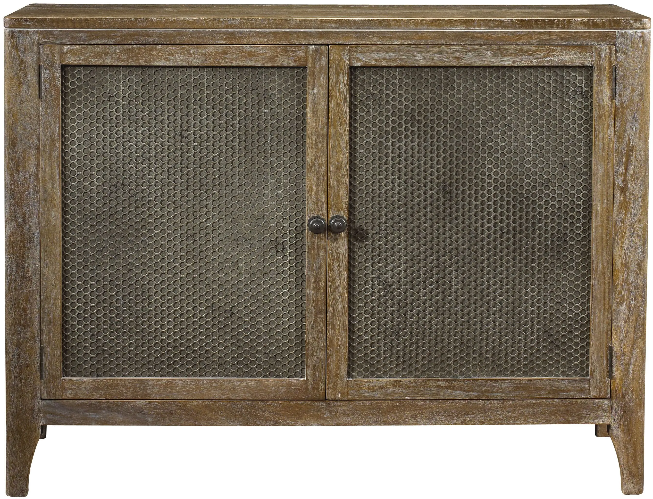 Timberwood Console with Two Perforated Metal Doors - Graves