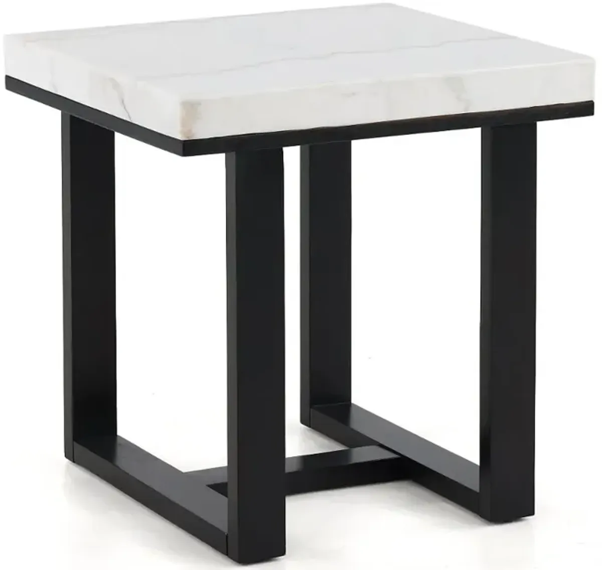 Lucca Dark Espresso and White Marble End Table