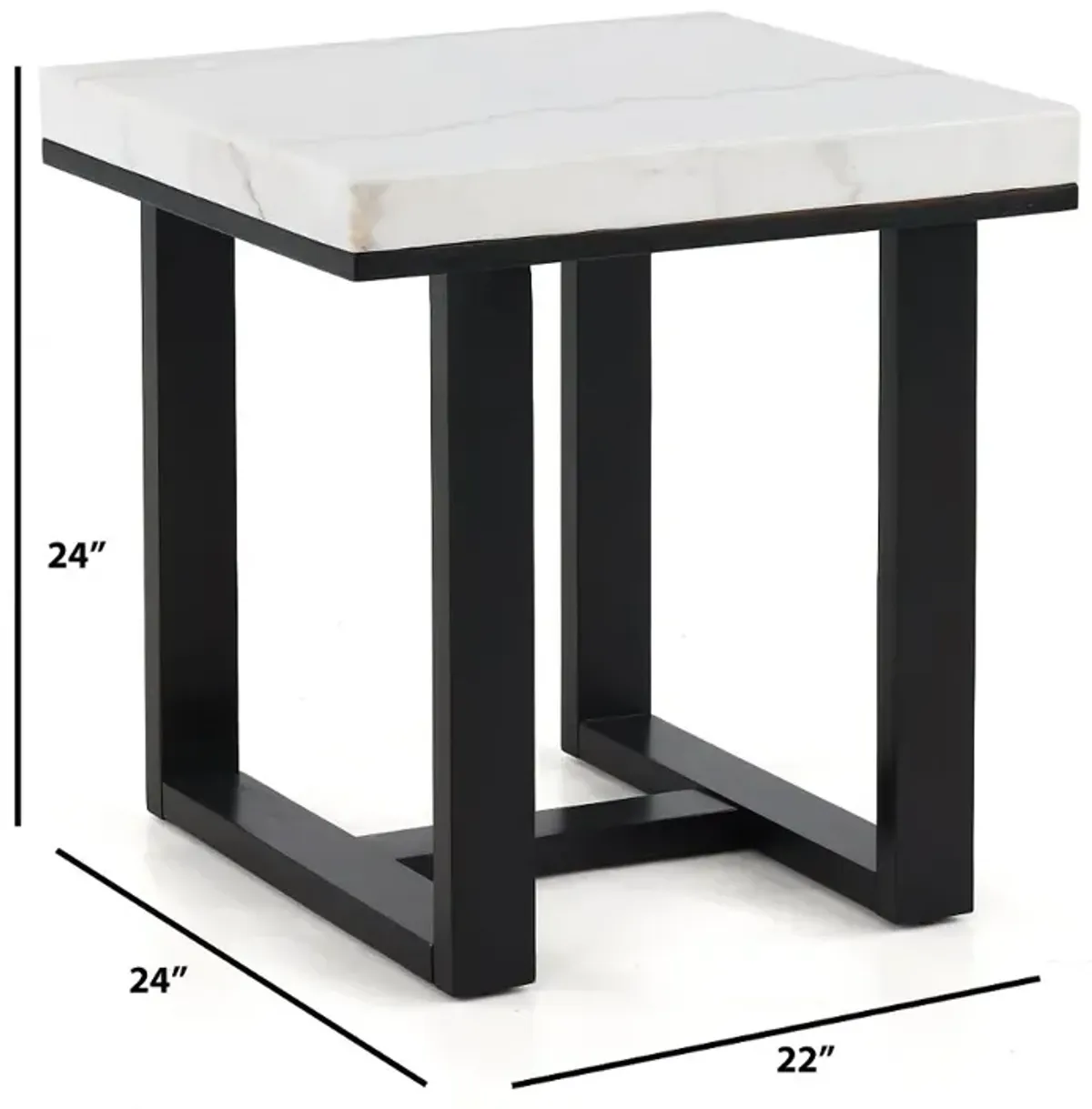 Lucca Dark Espresso and White Marble End Table