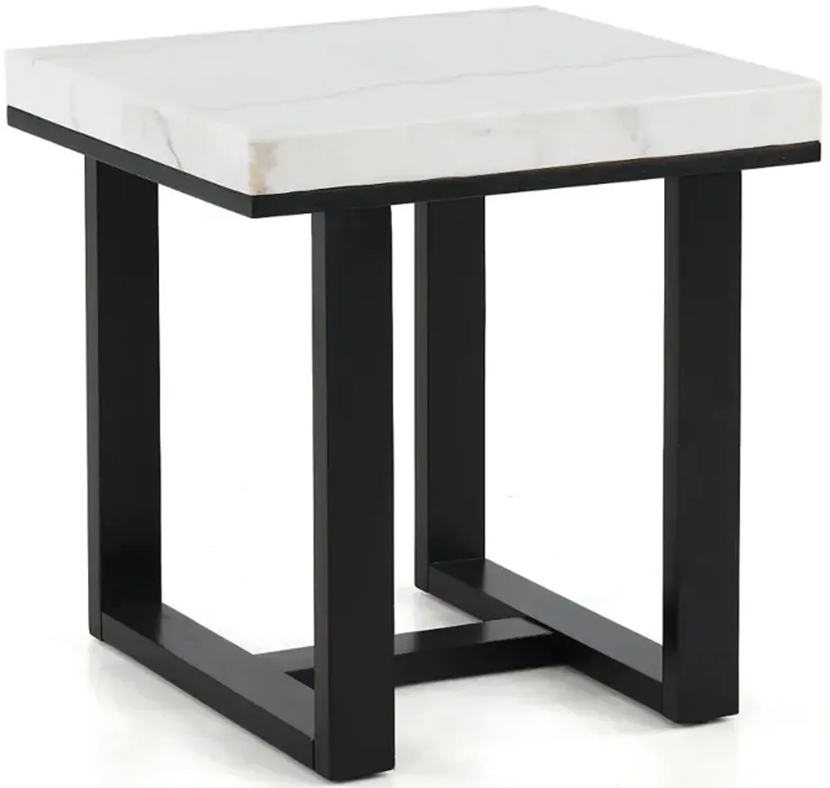 Lucca Black and White Marble End Table