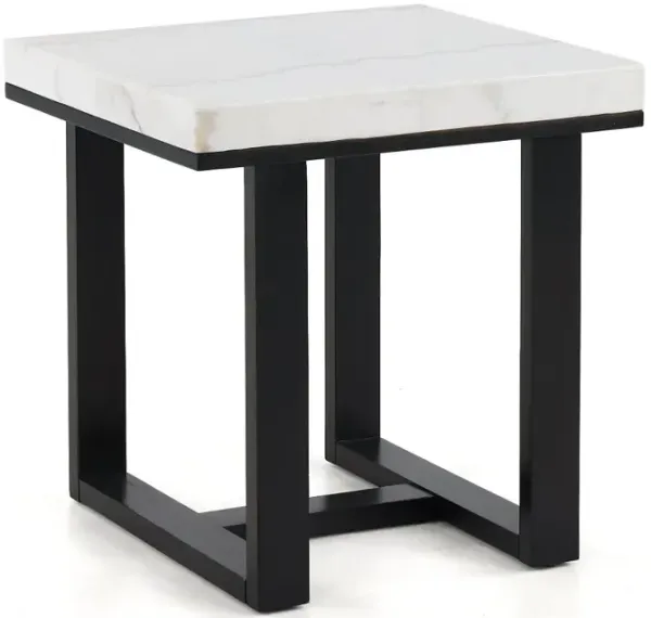 Lucca Black and White Marble End Table