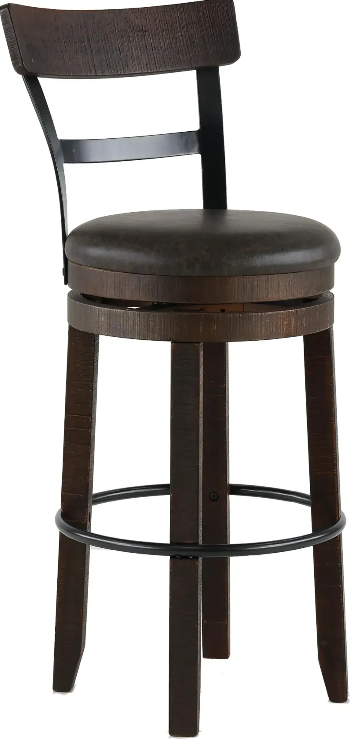 Barrel Tobacco Brown Swivel Bar Stool