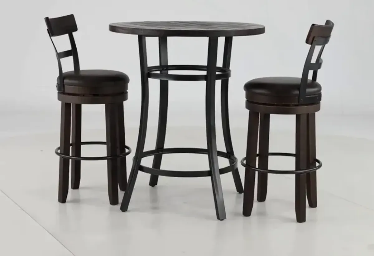 Barrel Dark Brown 3 Piece Pub Set