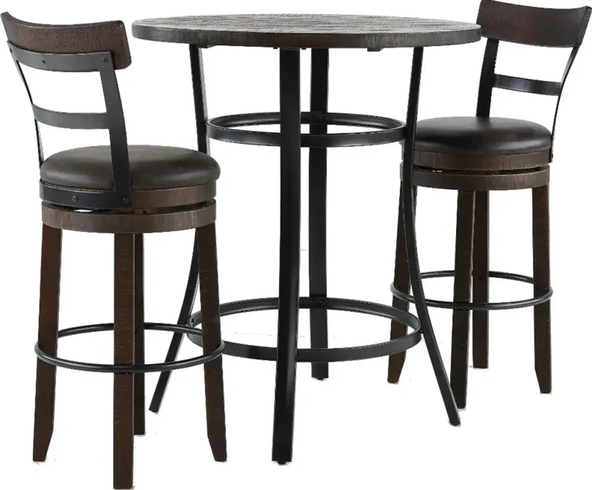 Barrel Dark Brown 3 Piece Pub Set