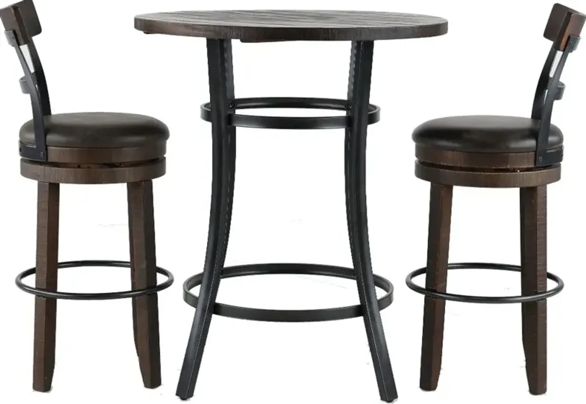 Barrel Dark Brown 3 Piece Pub Set