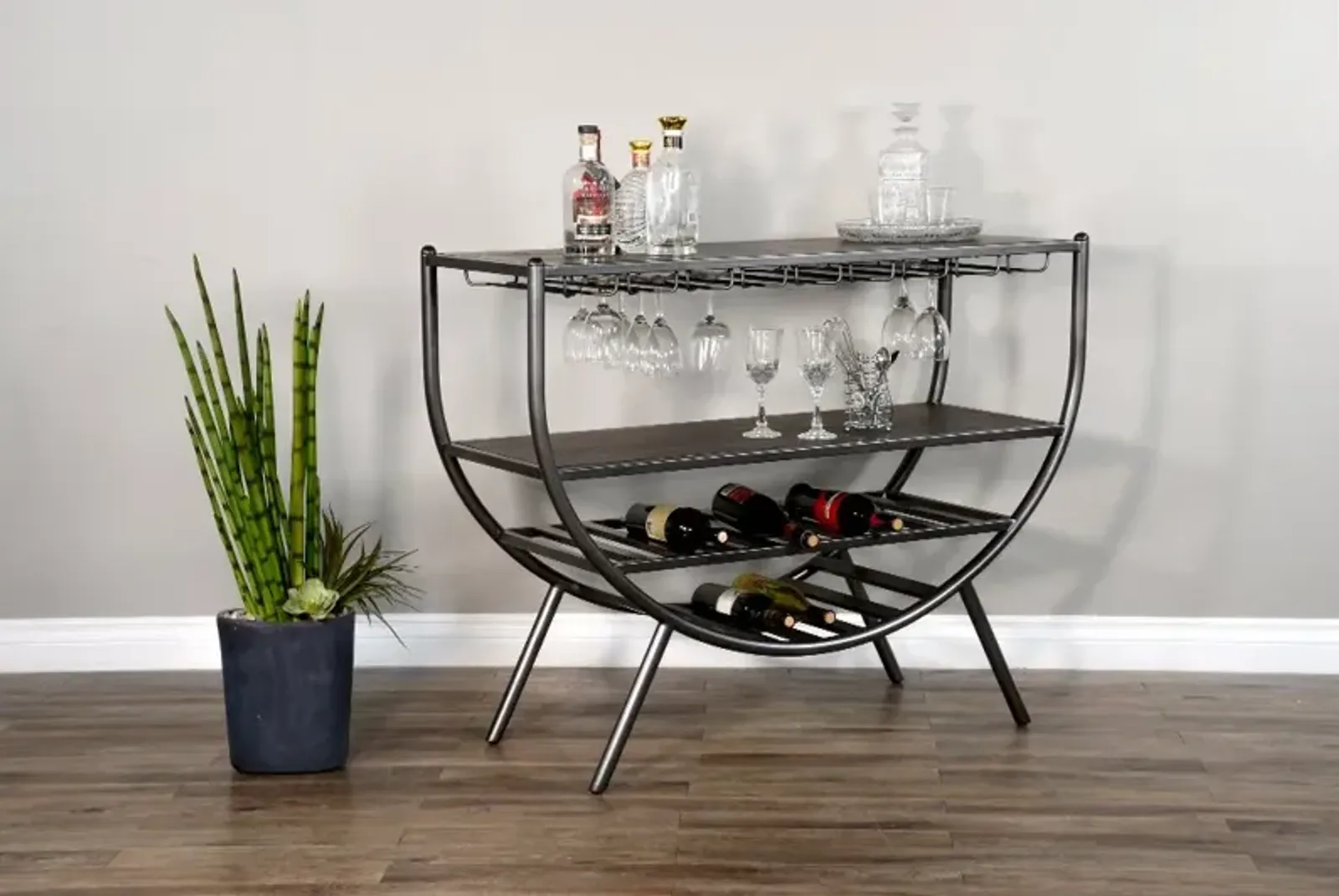 Homestead Wood and Metal Wine Rack and Server