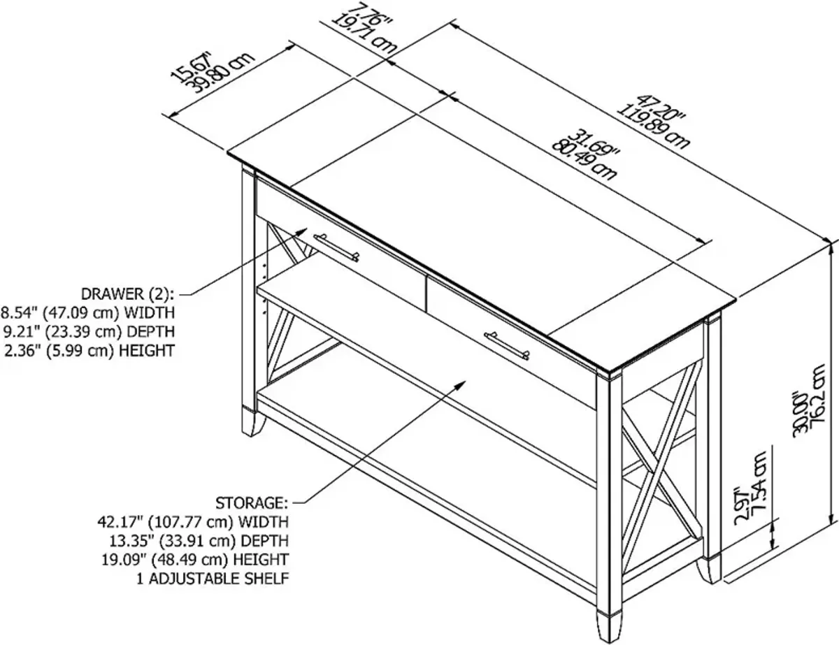 Key West Washed Gray Sofa Table - Bush Furniture