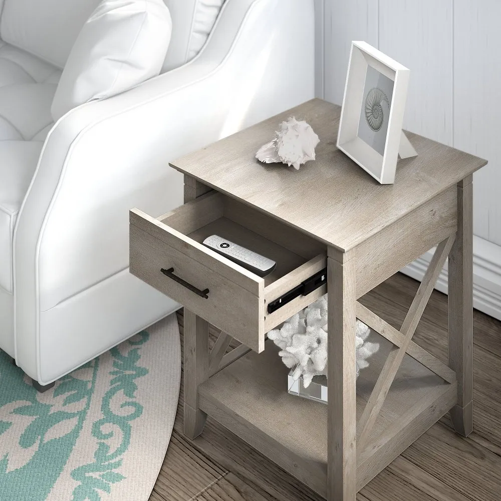 Key West Washed Gray End Table