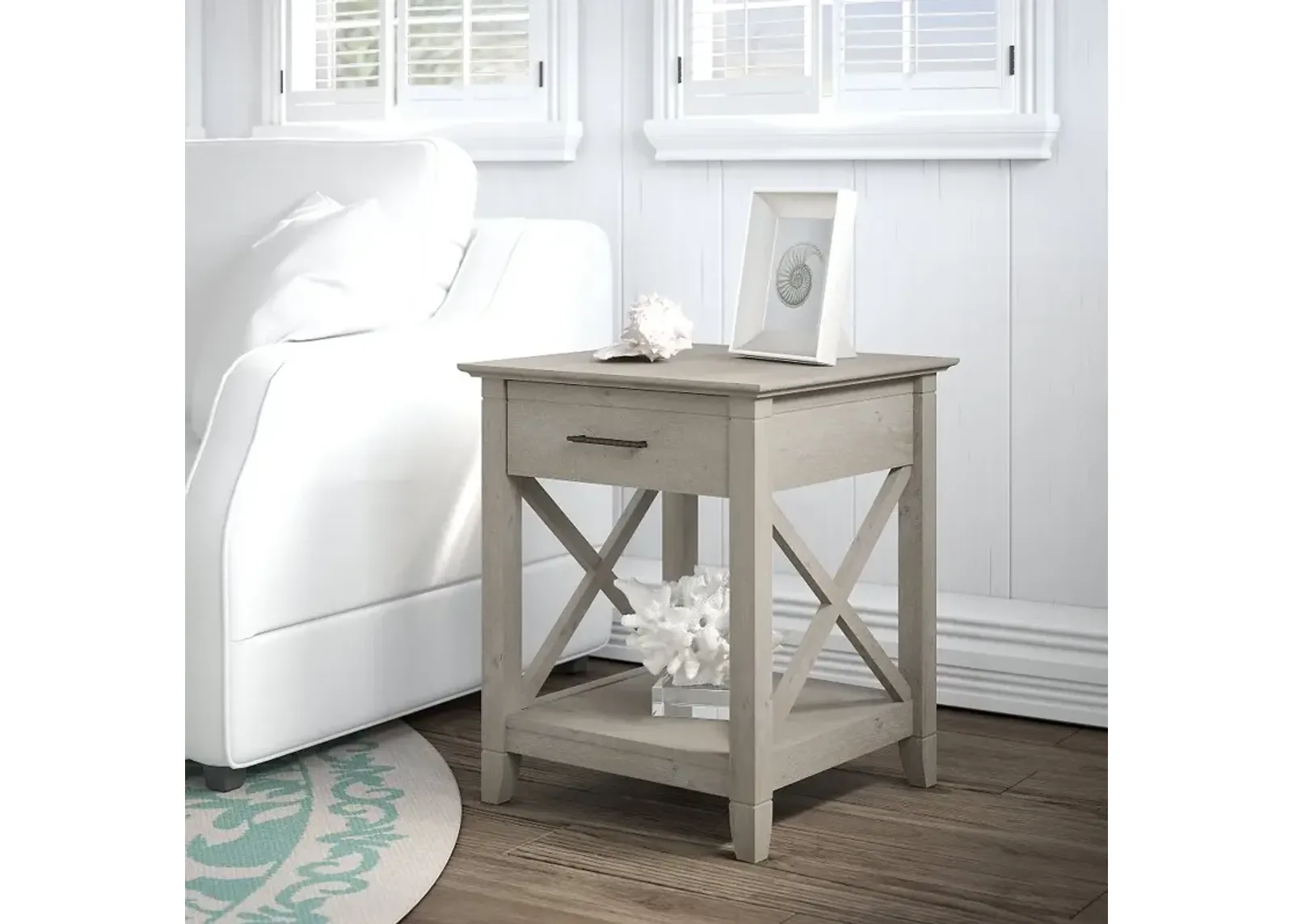 Key West Washed Gray End Table