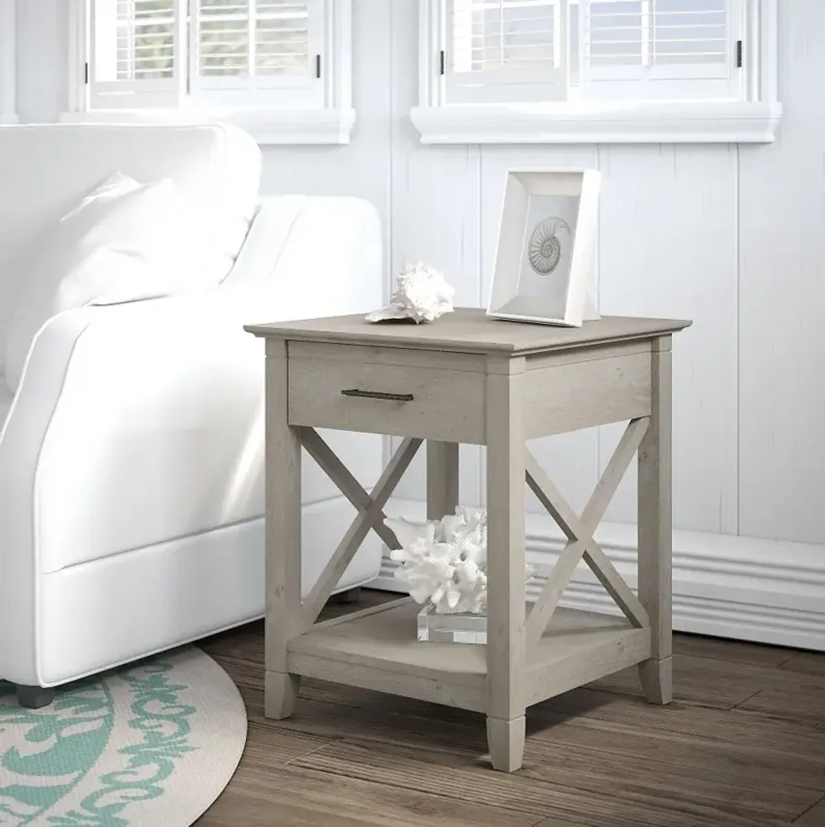 Key West Washed Gray End Table