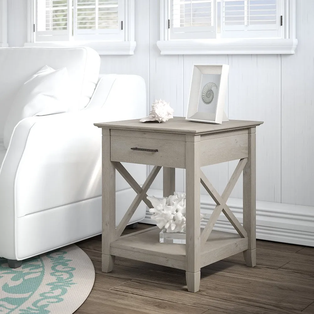 Key West Washed Gray End Table