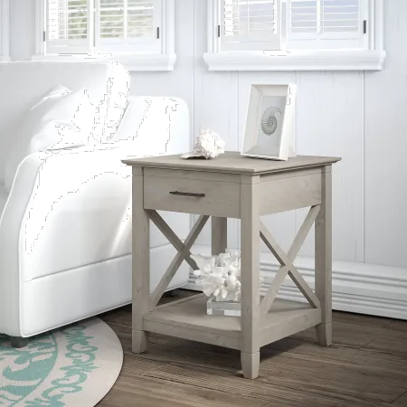 Key West Washed Gray End Table