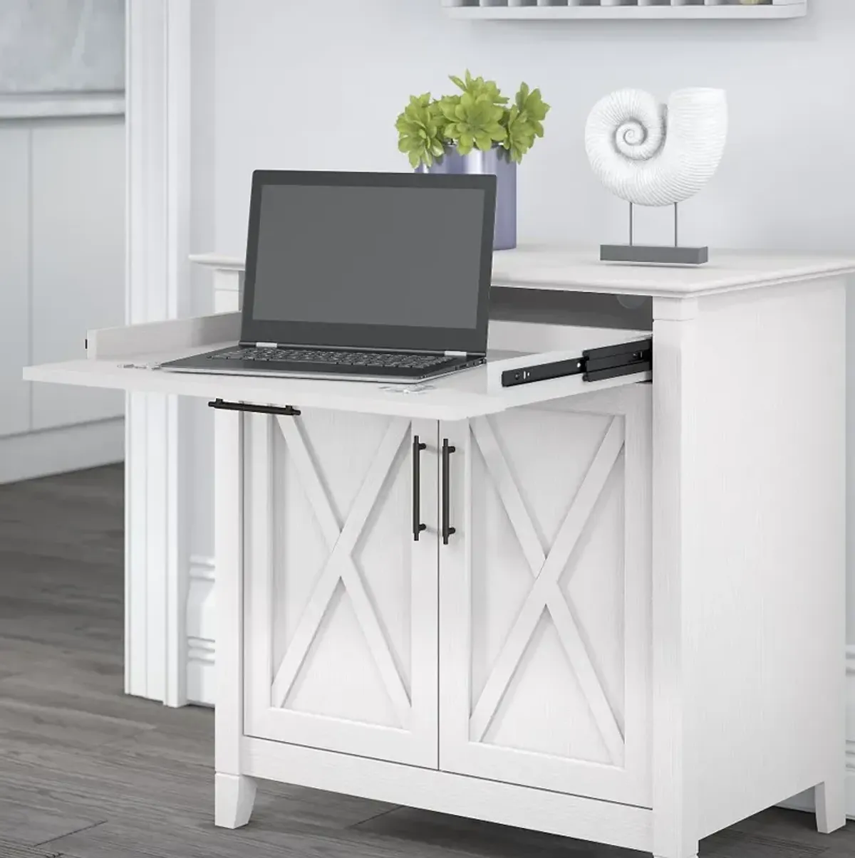 Key West White Secretary Desk - Bush Furniture