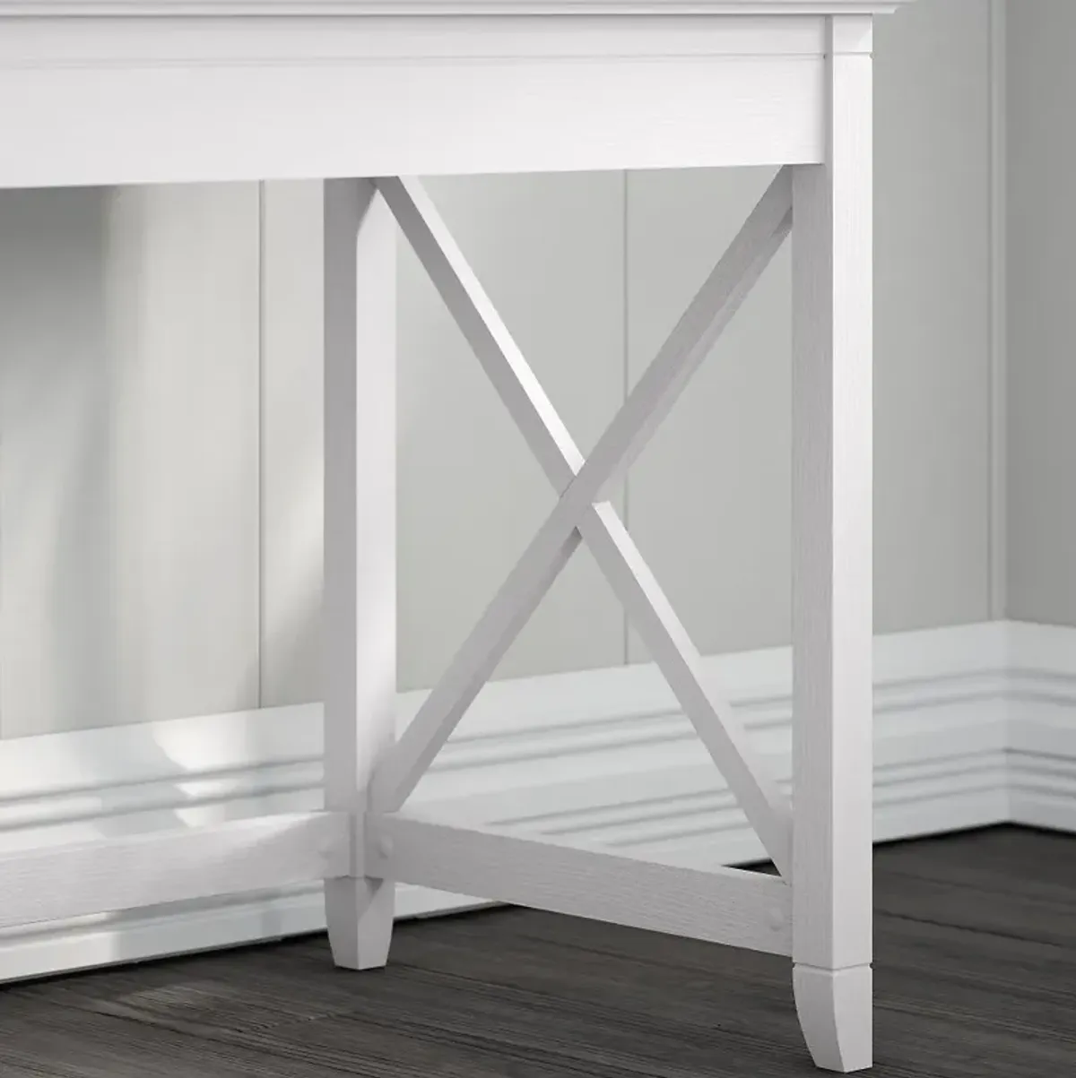 Cabot White L-Shaped Desk with Hutch - Bush Furniture