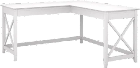 Cabot White L-Shaped Desk with Hutch - Bush Furniture