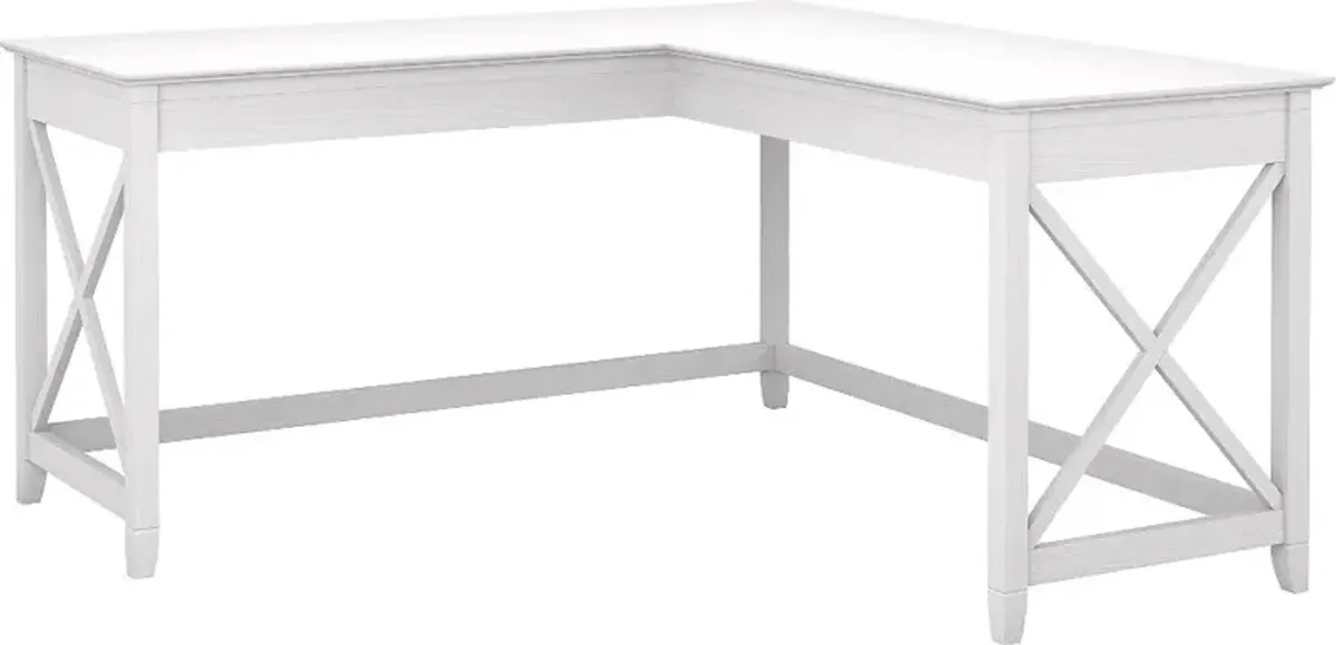 Cabot White L-Shaped Desk with Hutch - Bush Furniture