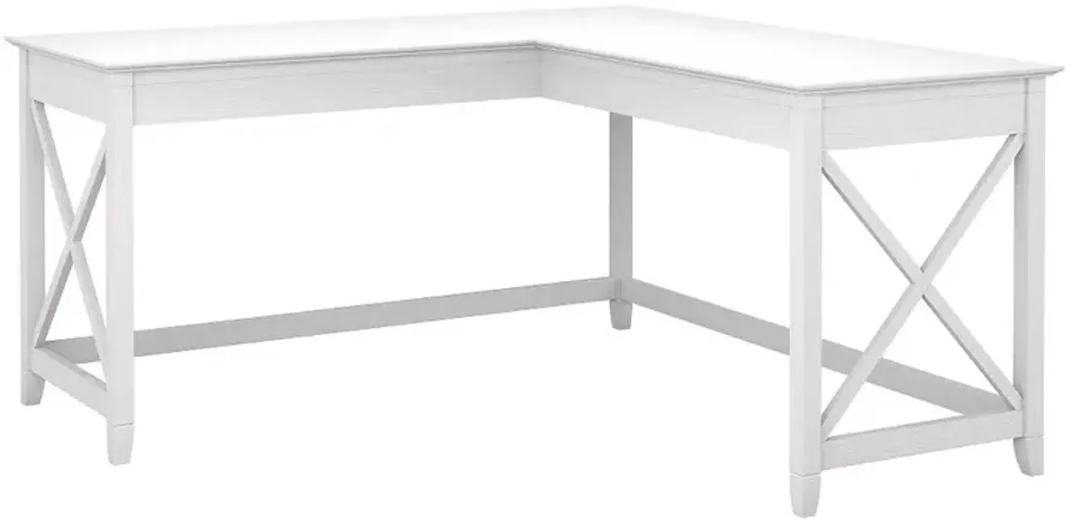 Cabot White L-Shaped Desk with Hutch