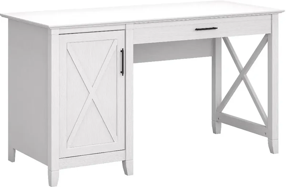 Mayfield White Single Pedestal Desk - Bush Furniture