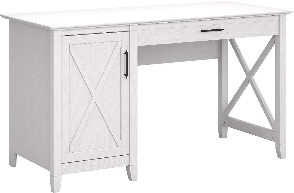 Mayfield White Single Pedestal Desk - Bush Furniture